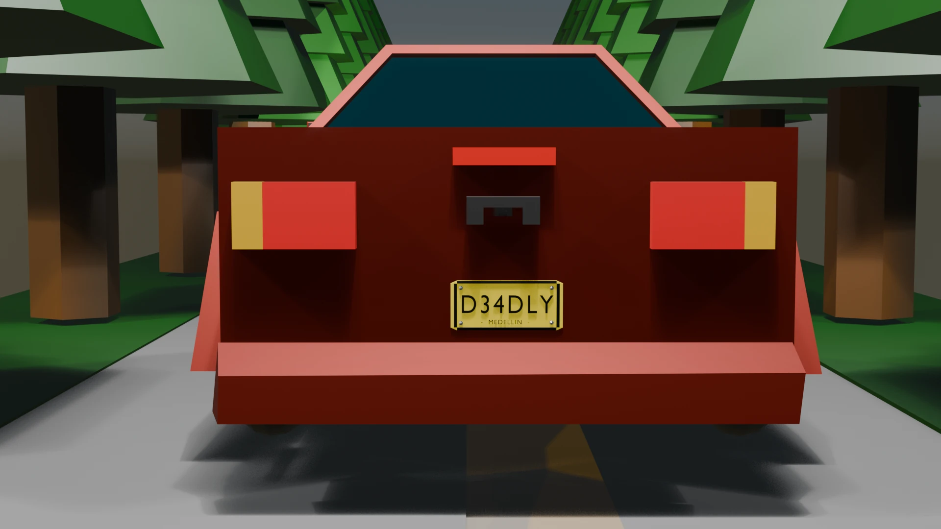 Por detrás, con la placa